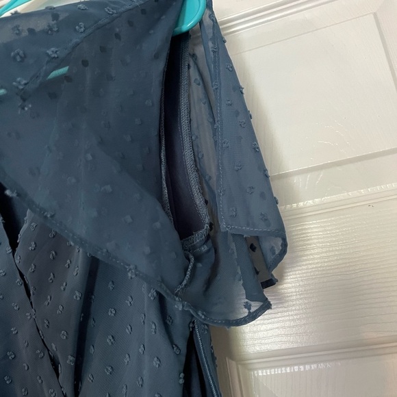 Lulu's Blue Asymmetrical Ruffled Wrap Dress - Picture 9 of 13